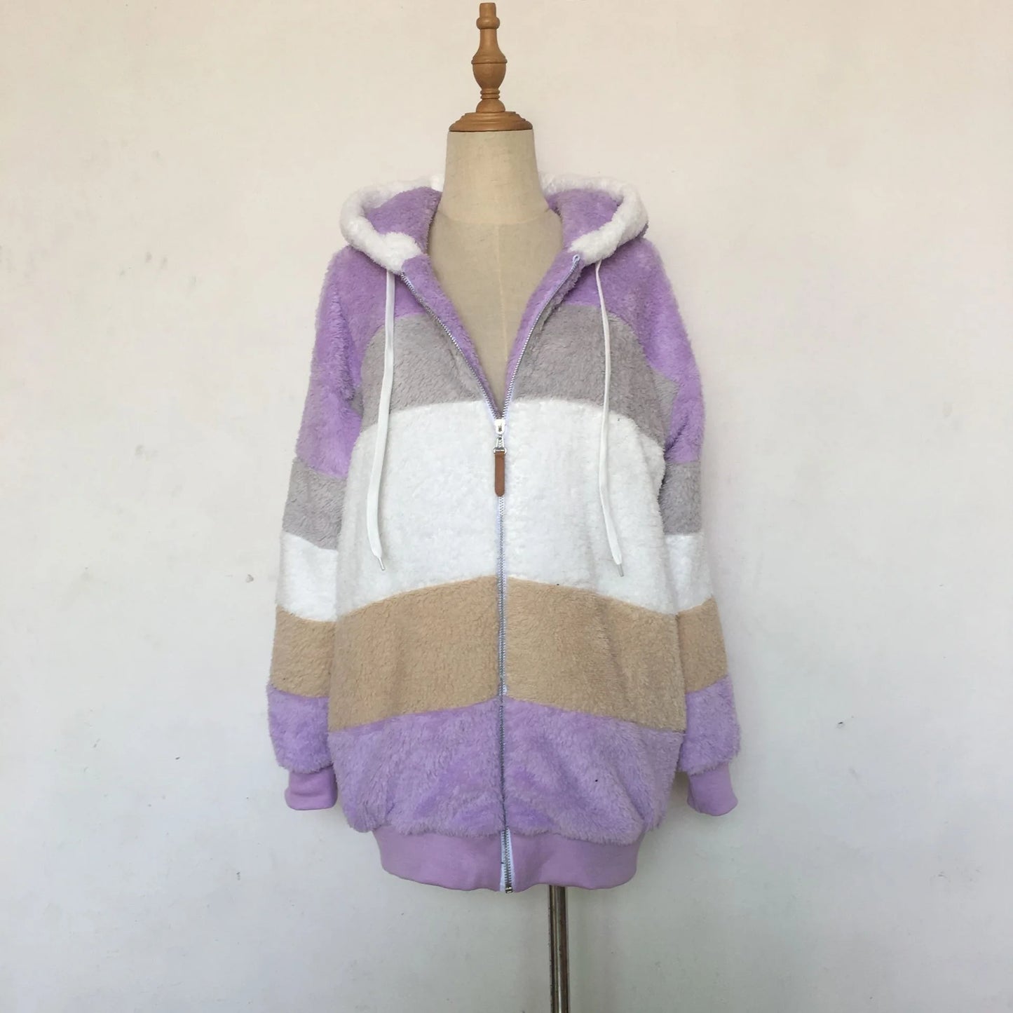 Oversized Jacket for Women – 2023 Autumn Winter Warm Plush Hooded Coat, Loose Fit Streetwear with Pockets