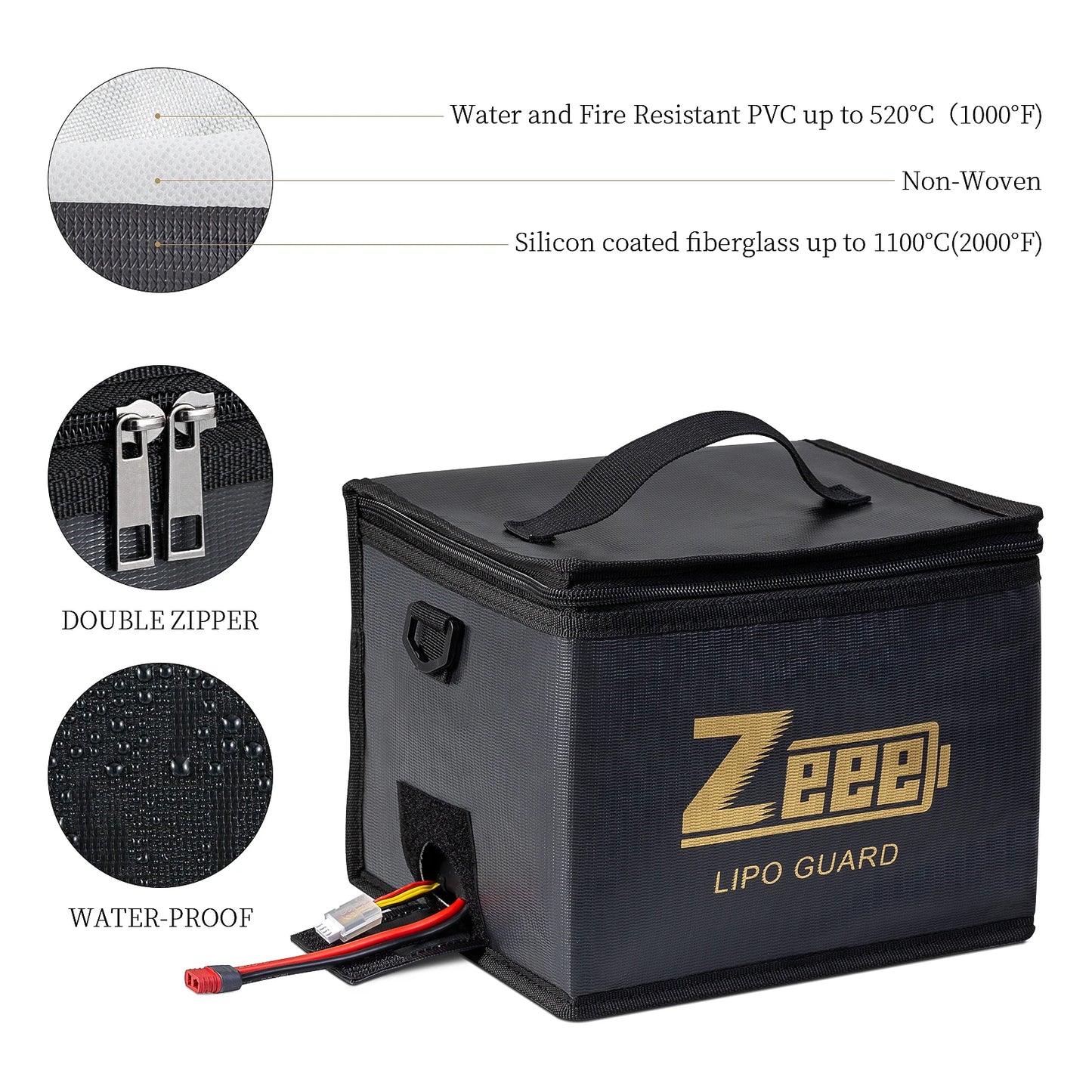 Zeee Lipo Battery Safety Bag – Fireproof & Explosion-Proof RC Car Storage (2 Sizes)