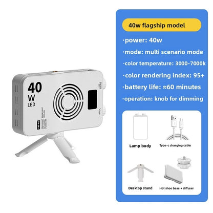 40W Mini Portable LED Video Light - Rechargeable Fill Light with PD Mobile Charging