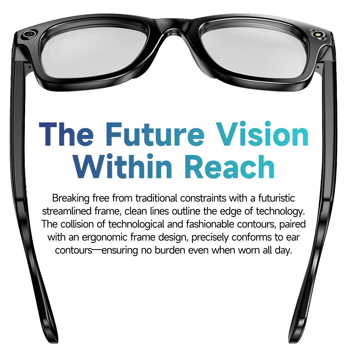 8MP Smart Glasses — AI Photo Recognition, Video Recording, Translation, Bluetooth, IP65 Waterproof, 270mAh Battery