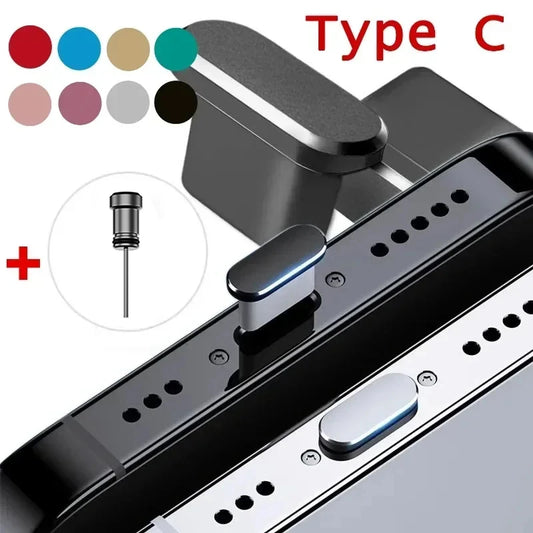 Type C Phone Dust Plug Set: USB Type-C Port & 3.5mm Earphones Jack Plug - Compatible with Samsung, Huawei, Xiaomi, iPhone, iPad & Apple Airpods
