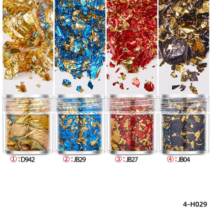 4 Bottles Gold Foil Flakes - Epoxy Resin Craft, Jewelry Making & Nail Art Decoration Supplies