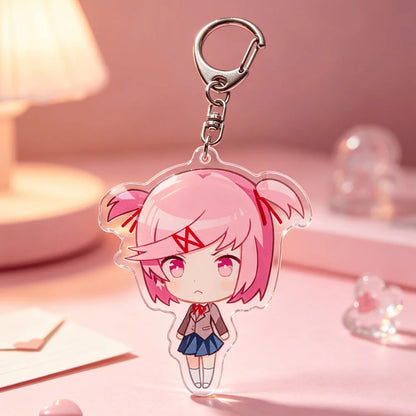 DDLC Doki Doki Literature Club Acrylic Keychains - Cute Chibi Yuri, Monika, Sayori, and Natsuki Backpack Accessories and Gifts