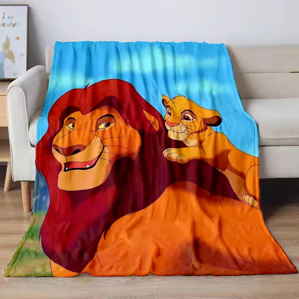 Lion King Simba Cartoon Flannel Blanket – Soft Cozy Throw for Sofa, Bed, Car, Camping, Travel & Kids Gift