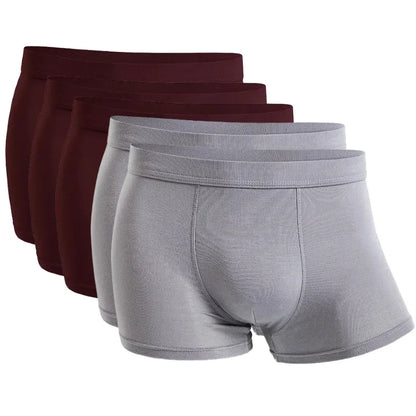 5-Pack Bamboo Men’s Boxers Underwear Plus Size XL–6XL, Breathable Gym Shorts Style Soft Black Underpants Gift Set