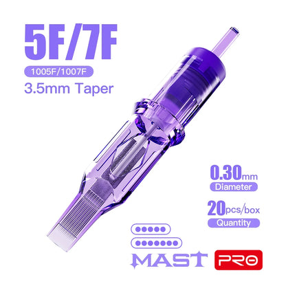 20PCS Mast Pro Tattoo Cartridge Needles – 5F/7F 3.5mm, 0.30mm Diameter for Permanent Makeup