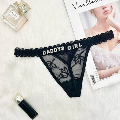Custom Personalized Lace Thong Bikini – Sexy G-String Body Chain Lingerie with Name Letter Waist Chain Gift for Women