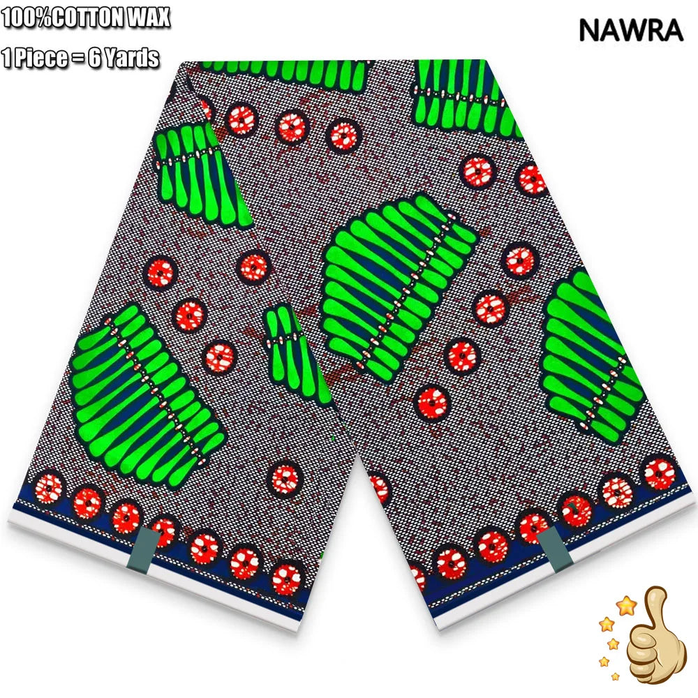 100% Cotton African Real Wax Fabric - Ankara Batik Pagne Sewing Material for Women's Dresses