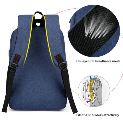 Classic Men's Waterproof Backpack - USB Charging, Large Capacity Travel and Laptop Bag for School and Casual Use