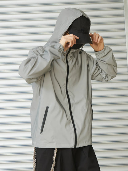 Night Reflective Hooded Jacket for Men - Spring Windproof Outdoor Running Casual Streetwear Coat S-5XL