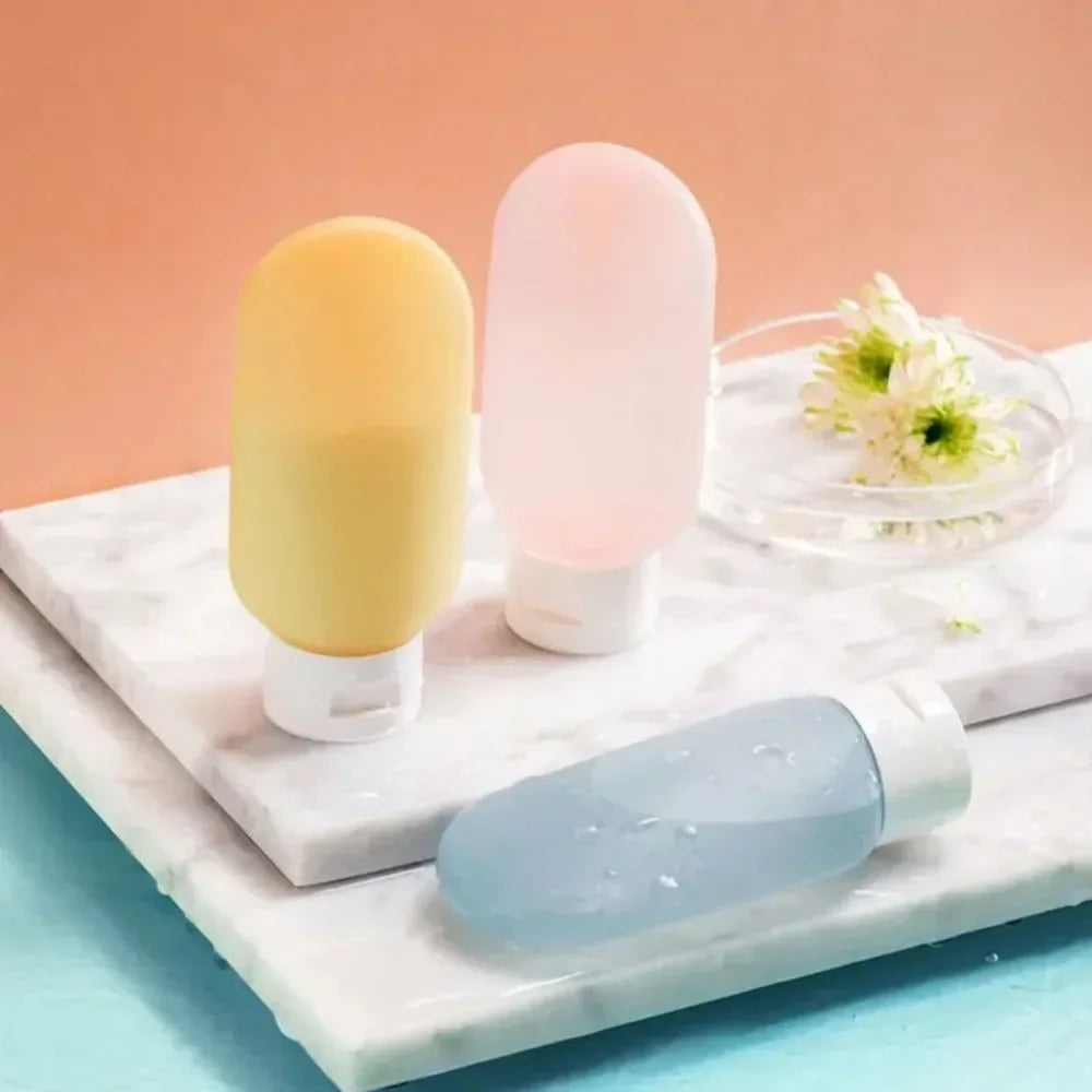 3/4 Pcs 60ml Travel Refillable Silicone Bottles - Empty Lotion, Shampoo & Cosmetic Squeeze Containers for Makeup