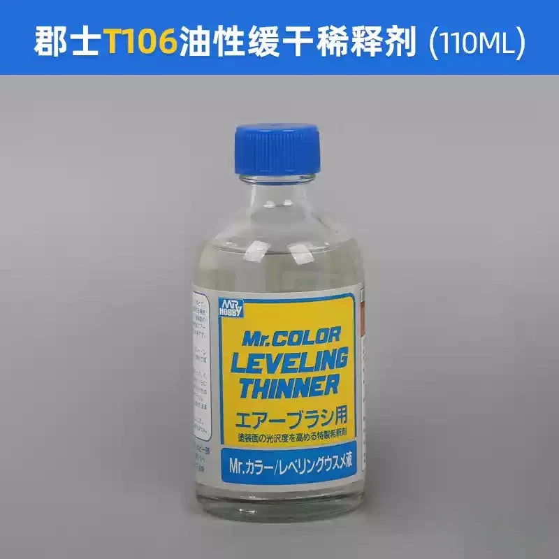 Mr. Hobby MR.COLOR Leveling Thinner T106/T108 – 110ml/400ml Oil-Based Model Paint Thinner for Nitro Lacquer & Slow Drying Finish