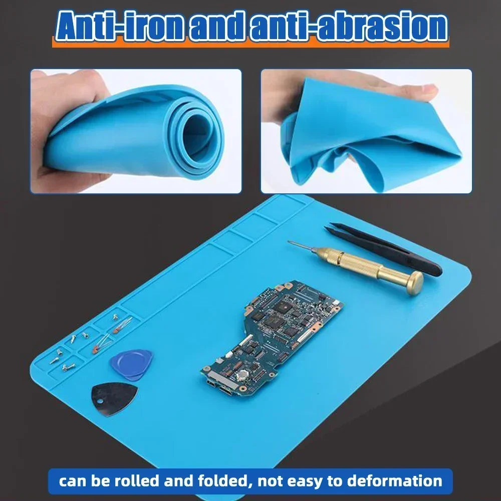 ESD Heat-Resistant Soldering Mat – Magnetic Silicone Work Pad for BGA Repair and Heat Insulation