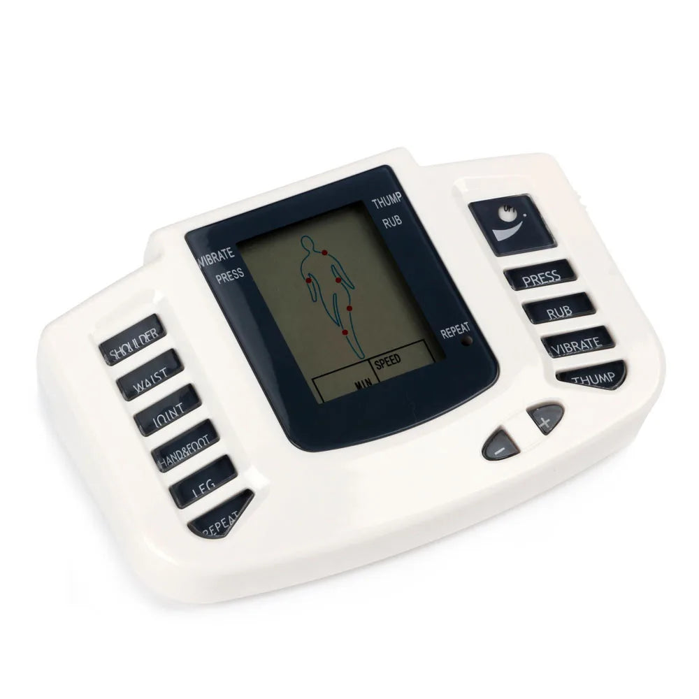 Full Body EMS Muscle Stimulator — Digital TENS Acupuncture Massager with 16 Pads and Meridian Therapy Set