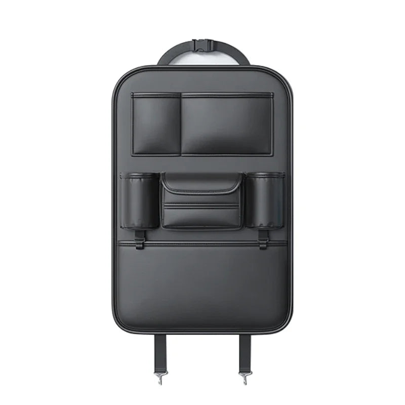 All-in-One Car Seat Back Storage Bag – Upgraded 6 Pocket Organizer with Hook, Tissue Holder, Anti-Kick Pad & Cup Holder