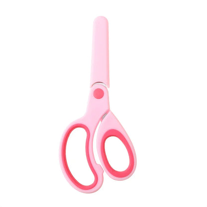 Kids Safety Scissors — Left-Handed Student Scissors with Sleeve for DIY, Paper Cutting & Stationery