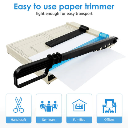 Guillotine Paper Cutter — Accurate DIY Paper Slicer with Safety Guard & Blade Lock, 12-Sheet Capacity