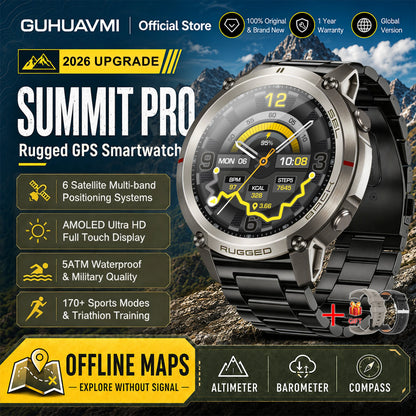 Military GPS Smartwatch for Men - 1.43" AMOLED Display, Bluetooth Calls, Compass, 5ATM Waterproof & 170+ Sports Modes