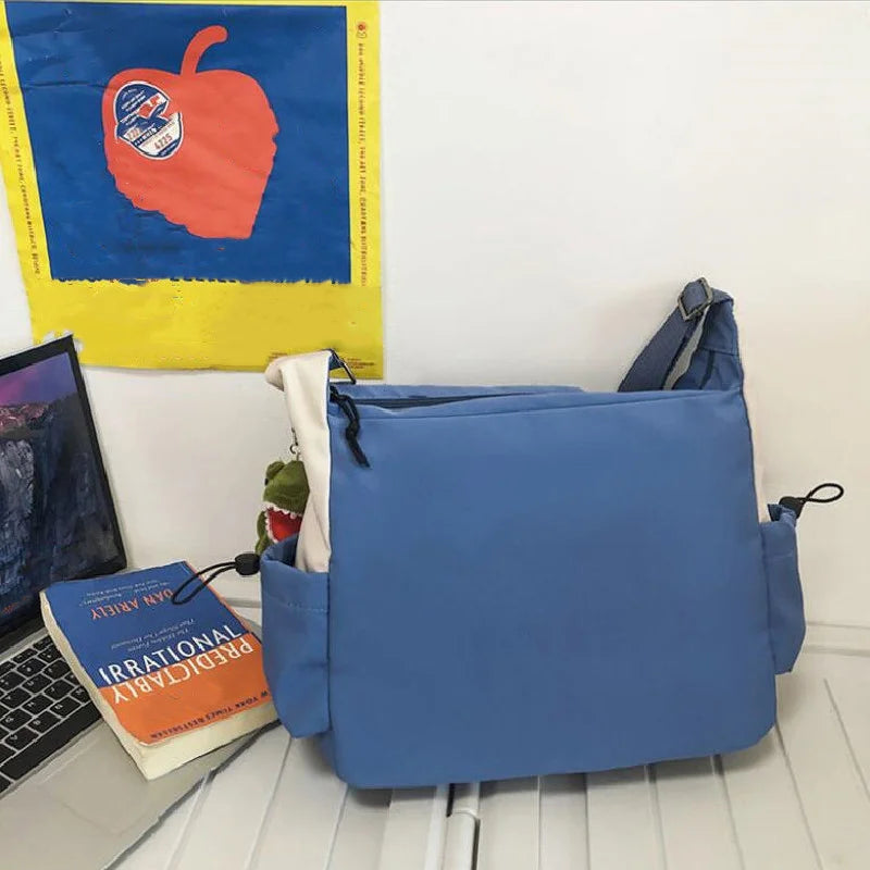 Preppy Nylon Crossbody Bag - Casual Messenger Shoulder Bag for Men Women Teens Travel School Commuter Daily Use