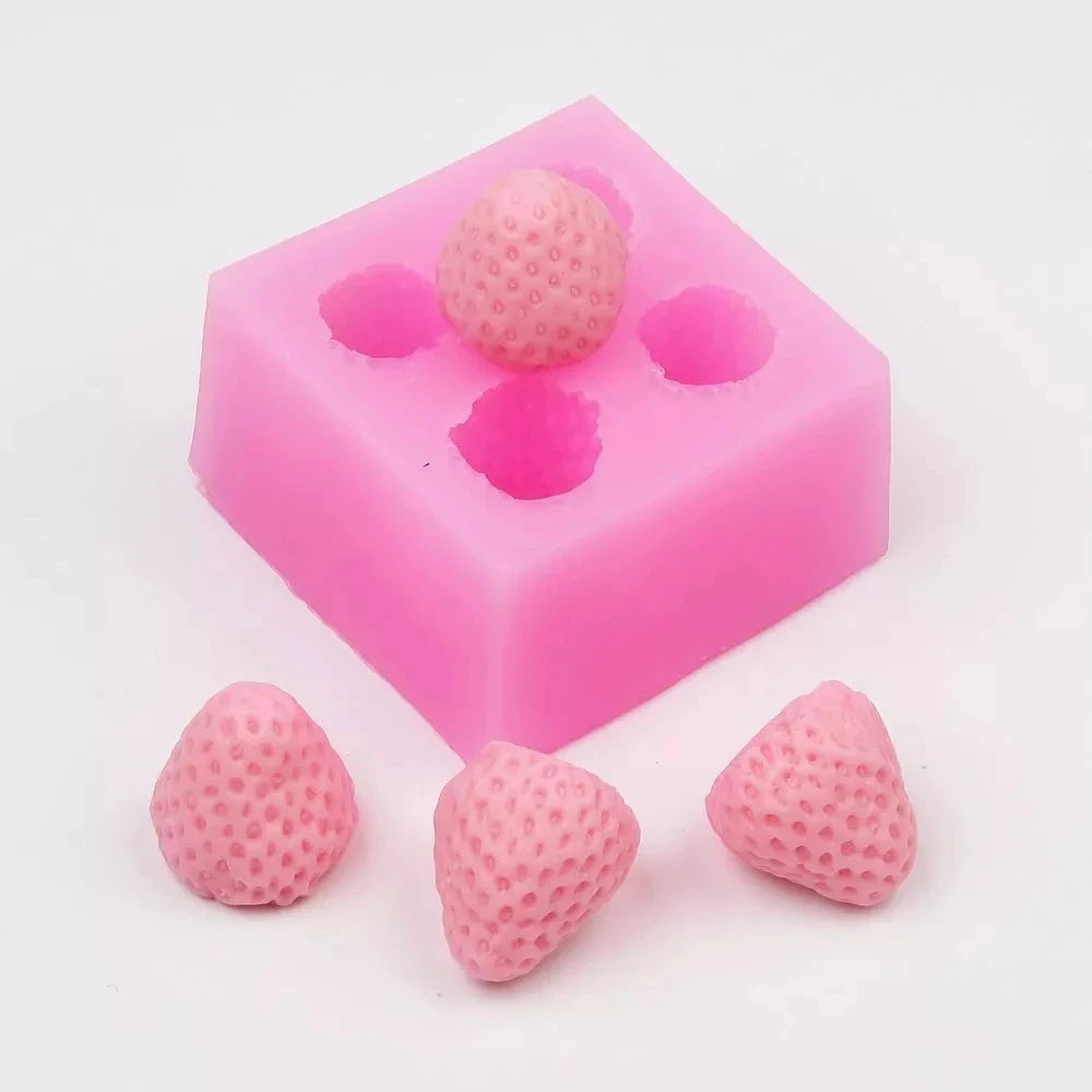 3D Mini Fruit Silicone Candle Mold — Strawberry, Raspberry, Blueberry, Tangerine & Mulberry for Soap, Fondant & Wax Melts