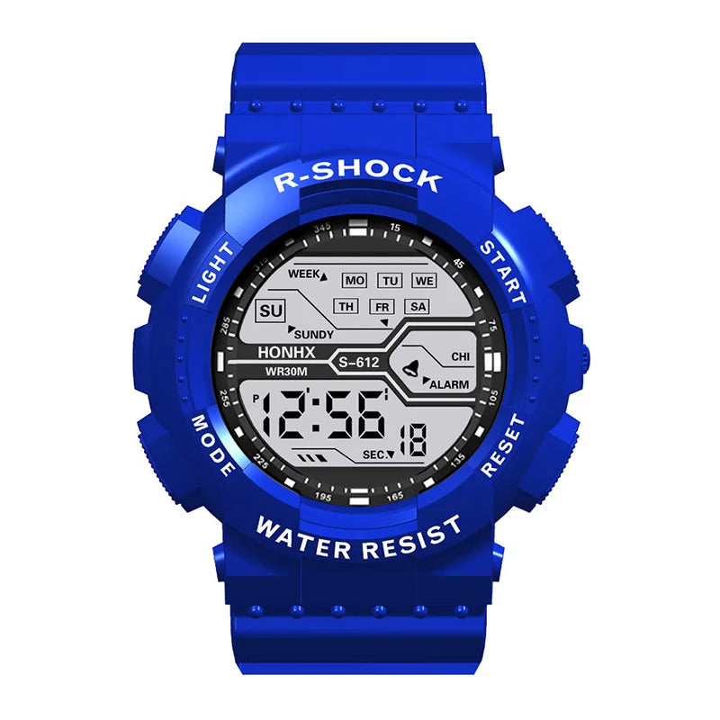 Men's Outdoor Sports Watch – Waterproof LED Military Digital Wristwatch with Luminous Large Screen