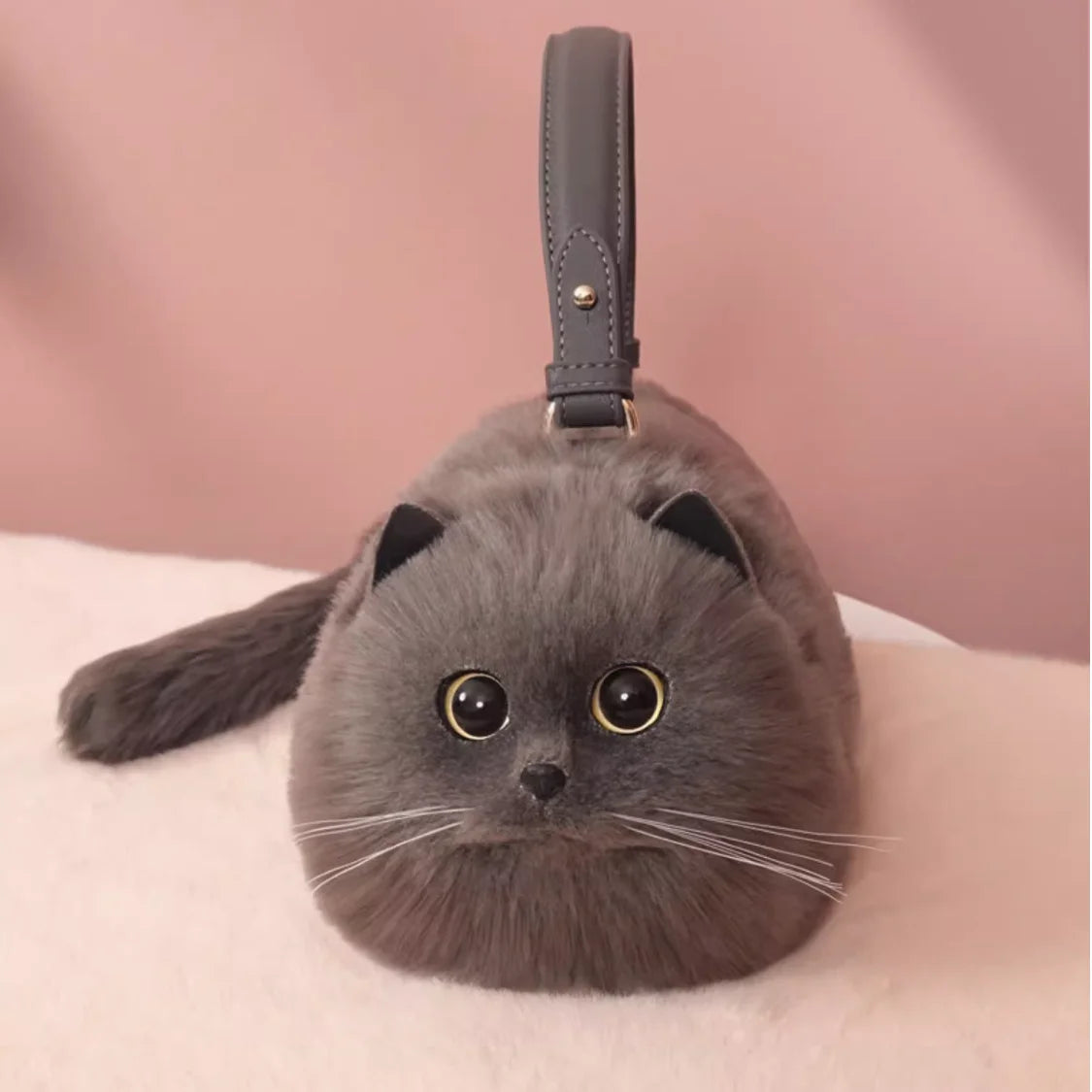 One Shoulder Small Messenger Bag – Handmade Plush Cat Design for Women Autumn Winter