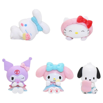 5Pcs Sanrio Anime Figures – Kuromi, Pochacco, Cinnamoroll & Melody Dolls for Desktop Display & Car Ornaments