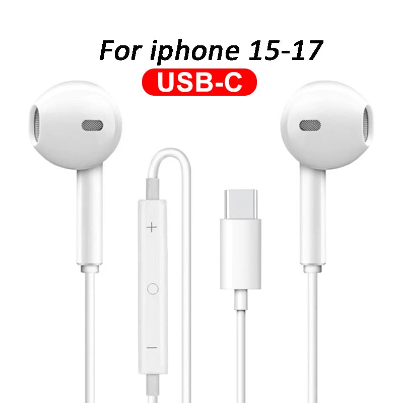 Original Wired Earphones for iPhone & iPad – In-Ear Lightning, USB-C & 3.5mm Earbuds Compatible with iPhone 17-11 Pro Max, 7/8 Plus, XR