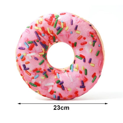 Plush Dog Toy in Doughnut & Pizza Shape – Squeaky Chew Toy for Small & Large Dogs, Teeth Cleaning Puppy Toy
