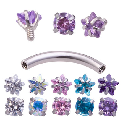 Crystal Curved Barbell Piercing Earrings – Daith, Helix, Tragus & Cartilage Body Jewelry Stud Ring