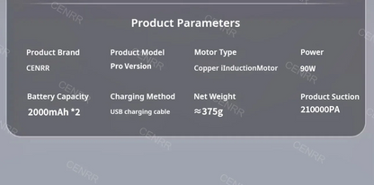 CENRR 210000PA Mini Wireless Car Vacuum Cleaner – Powerful Handheld Portable Cleaning Machine
