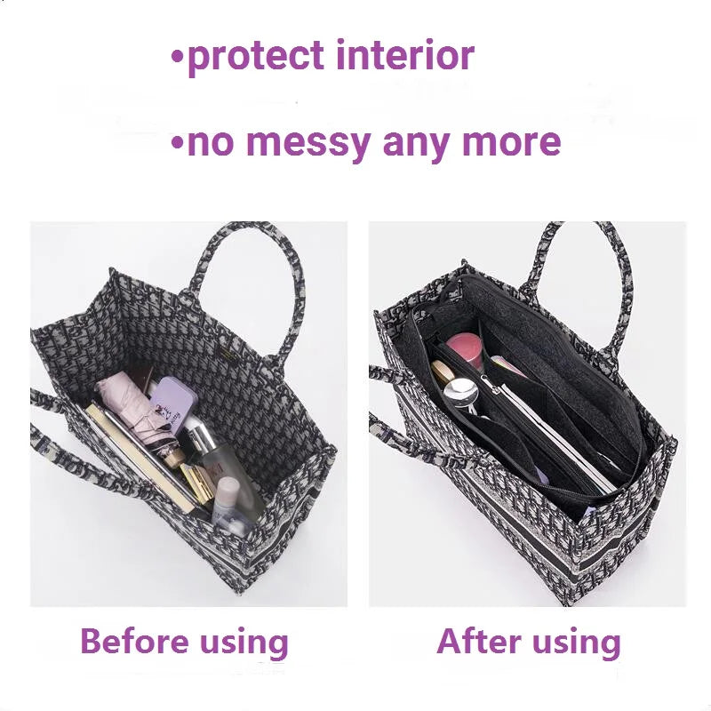Bag Organizer Insert for Dior Book Tote – Divider, Shaper & Protector Compartment Inner Lining (Inner Bag Only)