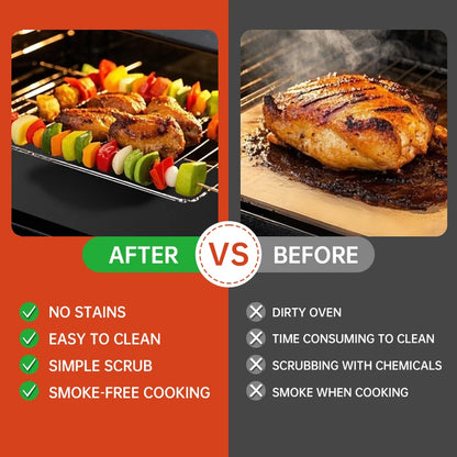 Reusable BBQ Grill & Oven Mat - Non-Stick Heat Resistant Baking Liner for Grilling, Cooking & Oven Protection