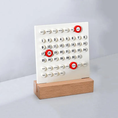 Handmade DIY Calendar: Acrylic Wooden Base Office & Home Decor - Small Ornamental Digital Desk Accessory