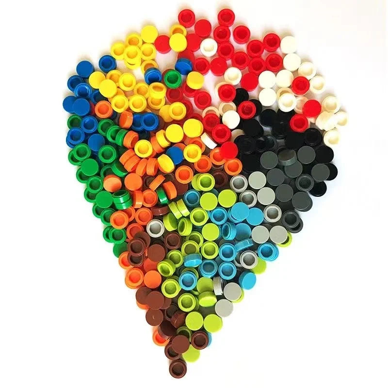1000Pcs 1x1 Round Building Blocks Set - 52 Color DIY Creative Educational Bricks Compatible with 98138 Toy Kits for Kids