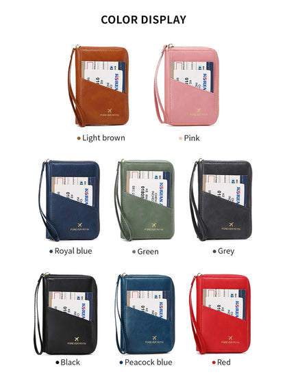 New Retro RFID PU Leather Passport Bag – Fashionable Multifunctional Passport Cover & Travel Clip for Men & Women