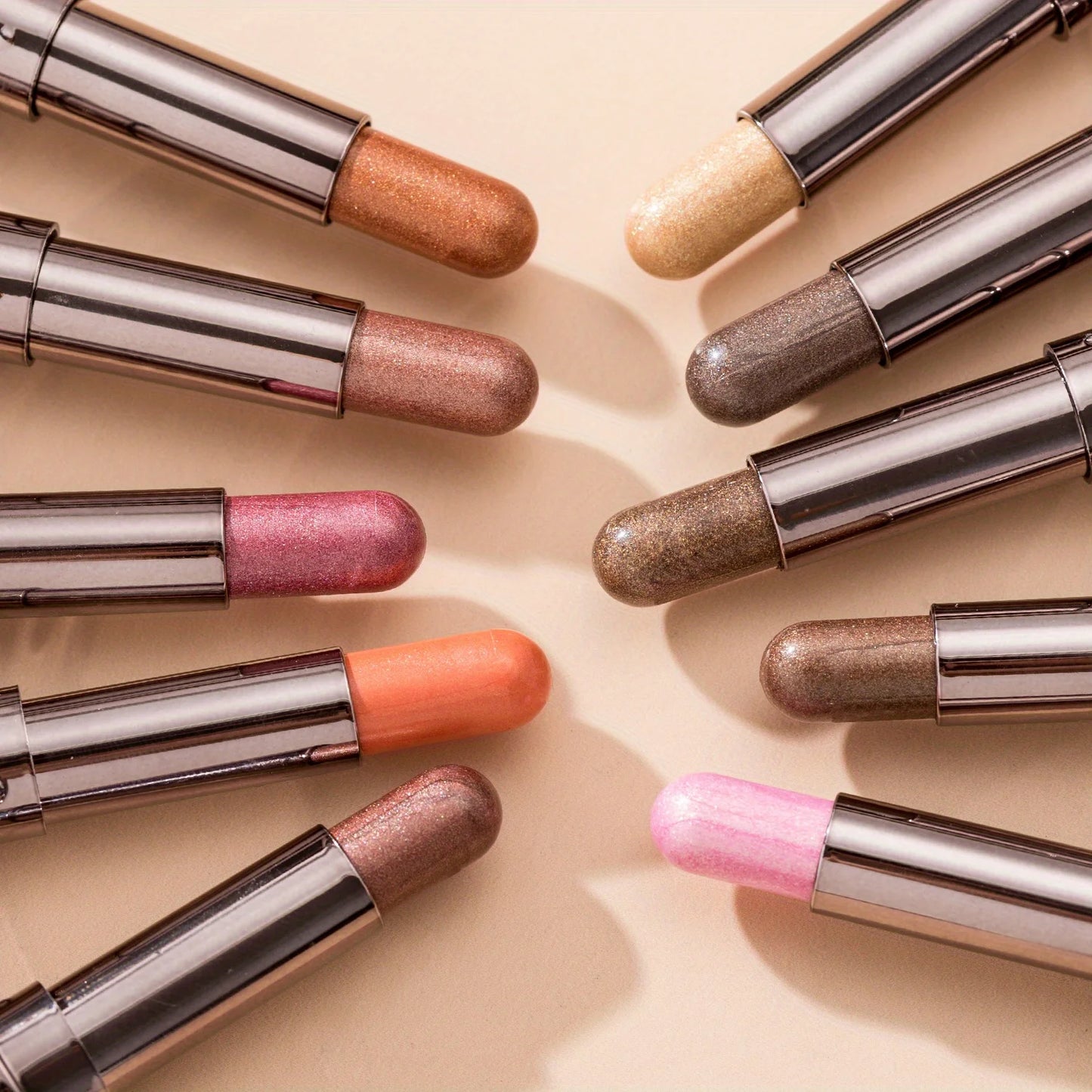 BEAUTY GLAZED 10-Color Eyeshadow Stick – Long-Lasting Waterproof Matte & Shimmer Eye Pen with Double-Head Brush