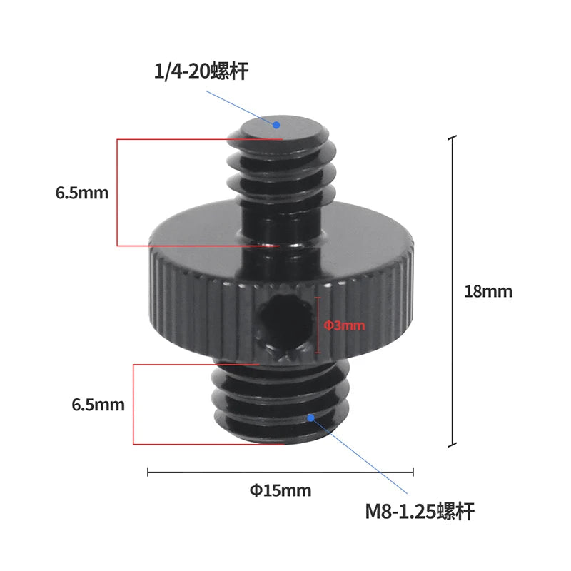 Reinforced Camera Screw Adapter - 1/4 to 3/8 Inch Male Female Thread Converter for Tripod Monopod Ball Head Light Bike Mount