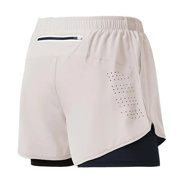 Men’s Quick-Dry Running Shorts — Black Double Layer Sport Workout Training Bodybuilding Shorts