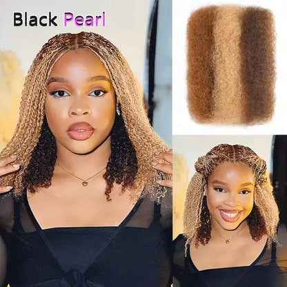 Black Pearl Peruvian Kinky Curly Hair - 100% Remy Human Hair Bulk Braiding Bundles