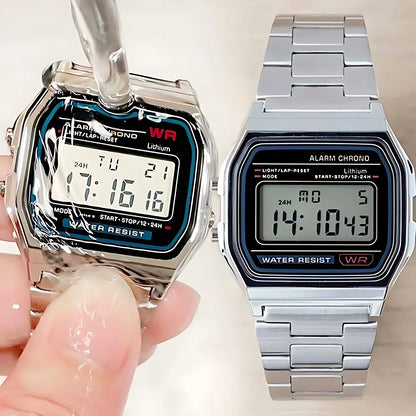 F91W Luxury Waterproof Retro Digital Watch – Stainless Steel Sports Military Wrist Watch for Men and Women
