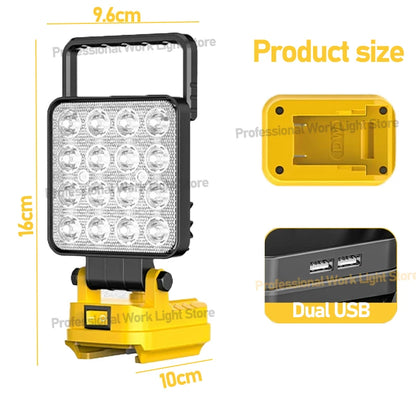 4-Inch LED Work Light for Dewalt 20V Battery – Portable Flashlight for Outdoor Camping, Hiking & Fishing with USB Interface