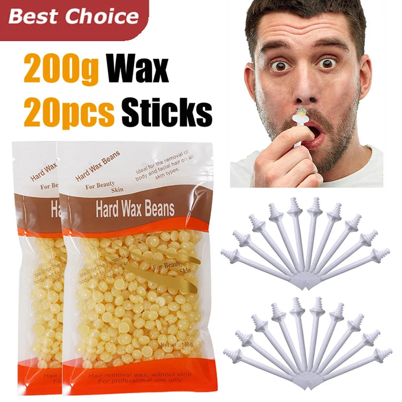 Portable Nose Wax Kit 50g-100g for Men & Women - Nail & Nose Hair Removal with Cleaning Wax Kit & Clipper