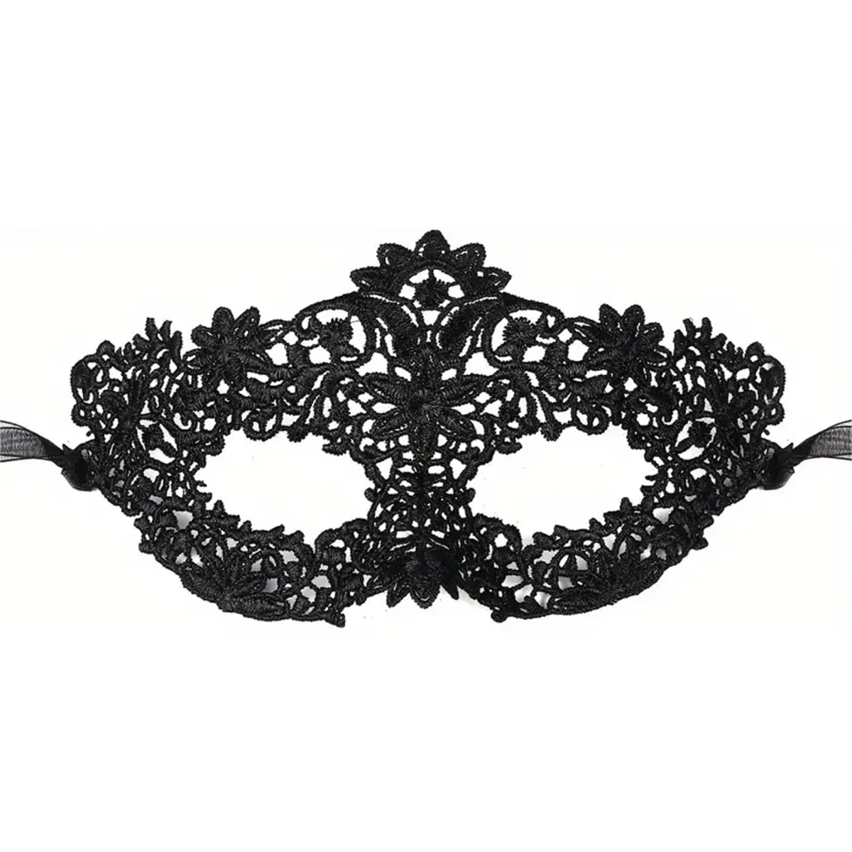 Black Lace Masquerade Mask Set - 2-Piece Elegant Venetian, Mardi Gras & Halloween Party Masks
