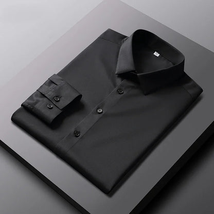 Men's Long Sleeve Dress Shirt - Solid Color Wrinkle Resistant Business Casual Top