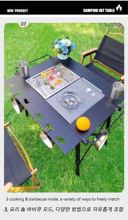 Lohascamping Folding IGT Table – Lightweight Portable Roll-Up Table with Adjustable Legs for Camping, BBQ & Outdoor Cooking