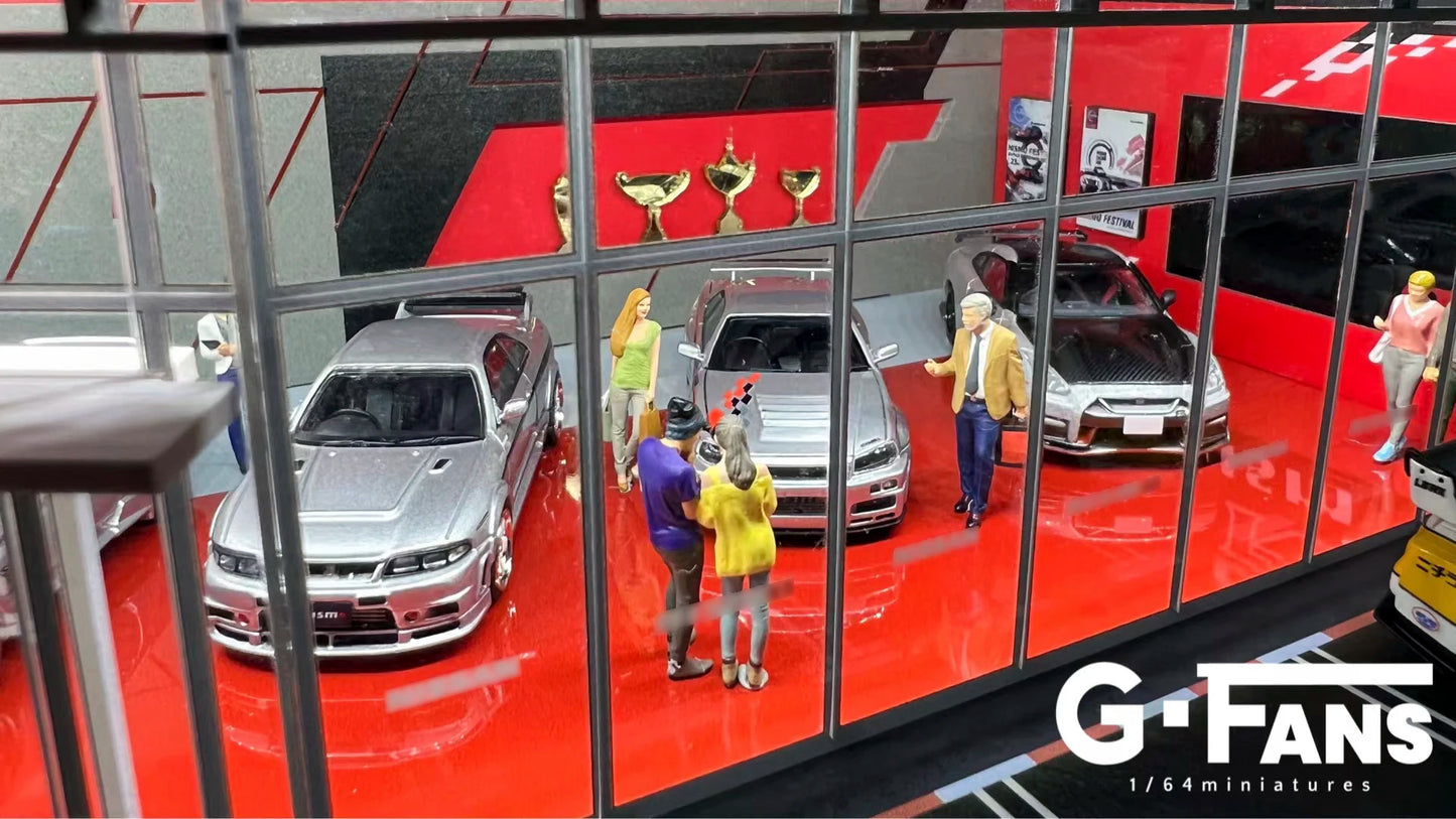 GFans 1:64 Scale Diorama Car Garage Model – LED Lighted Parking Lot DIY City Set for Collection & Display Gifts