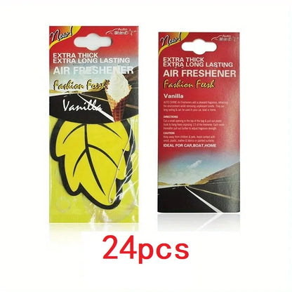 3-60PCS Car Air Fresheners — Natural Scented Tea Paper, Vanilla Fragrance, Leaf-Shaped Auto Interior Accessories