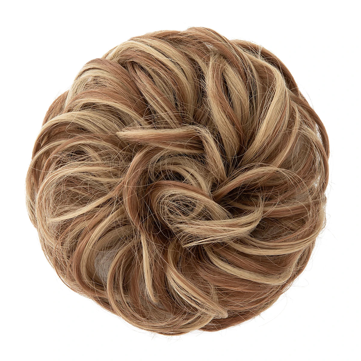 Synthetic Messy Hairpiece Chignon Scrunchie – Blonde & Brown Donut Bun for Women, Elastic Daily Use Hair Extension H9