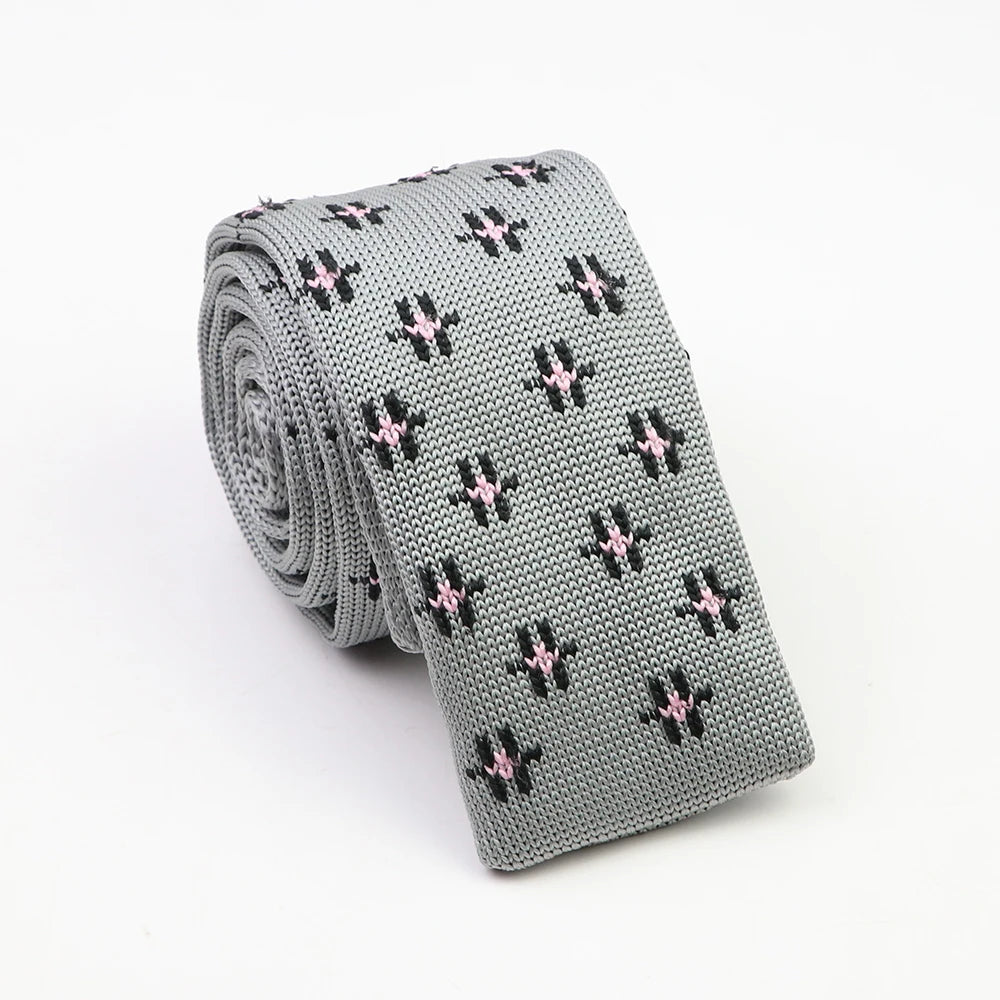 Classic Knit Neck Tie for Men — 6cm Plaid & Dots Casual Business Wedding Tie